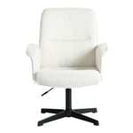 MEUBLE COSY Thomasina Relax Fauteuil Scandinave Chaise de Coiffeuse Salon Bureau Chambre Siège Pivotant Hauteur Réglable avec Accoudoir en Bouclette Blanc, 66x63x82-94cm