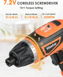 Vastar 7.2V Cordless Screwdriver, Electric Power Screwdriver Set with Battery &