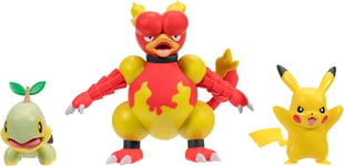 Pokemon Boîte Cassé 3 Mini Figurine Pikachu Magmar Tortipouss Bataille Pack