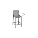 Lot de 4 chaises de bar en polycarbonate transparent fumé - BARHY