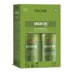 Kosteuttava hiustenhoitosetti arganöljyllä INOAR Argan Duo Kit: shampoo 250 ml + hoitoaine 250 ml