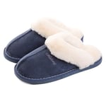 Chaussons Femme Homme Hiver Chaud Fourrés Antidérapants Confortable Doublure Maison Douce Pantoufles Intérieur/extérieur Bleu 290