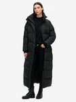 Superdry Maxi Longline Puffer Coat - Black, Black, Size 14, Women