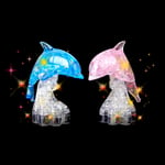 Children Diy Toy 3d Crystal Dolphin Puzzle Heart Building Blocks Red 2