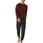 Schiesser Comfort Essentials Long Pyjamas Marine/Rød bomull 52 Herre