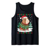 Funny Xmas Sweater Santa Hat Guinea Pig Christmas Tank Top