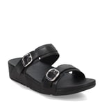 Fitflop Women's LULU Adjustable Leather Slides Sandal, All Black, 8 UK