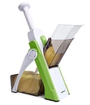 SUPMAKIN Safest Mandoline Vegetable Slicer/Chopper, Potato Chip Cutter, Multifunctional Veg Chopper with 4 Cutting Modes to Slice, Dice, Chop, Julienne, Best Kitchen Gadgets Once for All Green