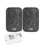 Power Dynamics Bluetooth Wall Speakers and Bluetooth Amplifier System Indoor Outdoor 3 Inch Black