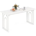 Table Salle à Manger de 160 cm pour 6-8 Personnes, Table Cuisine Rectangulaire avec Pieds en Métal, Table à Manger Blanc Design pour Salon,