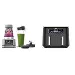 Ninja Foodi Power Nutri Blender 2-en-1, mixe des bols de smoothie et des boissons glacées, CB100EU + Ninja Foodi Dual Zone Airfryer Digital, 2 Tiroirs, 7,6L, 6-en-1, Sans huile, AF300EU