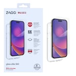 ZAGG InvisibleShield Glass Elite 360 Screen Protector & Clear Case Bundle Compatible for iPhone 14 Pro Max, Shockproof, Scratch Resistant, Glass-Like, Anti-Microbial, (Clear)