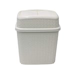 JVL 13-357WH Knit Design Loop Plastic 10 Litre Push Top Bin, Ivory, 28 x 21 x 33 cm,White