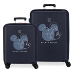 Joumma Disney Mickey Outline Jeu de valises Bleues 55/70 cm Rigide 6,8 kg Fermeture TSA ABS 6,8 kg 116L Bagage à Main, Bleu, Talla única, Jeu de valises