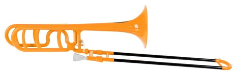 Trombone Tenor Sib/F en Plastique ABS Orange Piston Set avec Embouchure et Étui