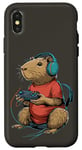 Coque pour iPhone X/XS Capybara Gamer Casque de jeu vidéo pour adolescents et joueurs de jeux