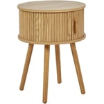 Beliani - Table de Nuit Ronde Chevet de Lit Porte Coulissante mdf Pieds en bois Massif Bois Clair Selah