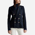 Knit Cotton-Blend Double Breasted Blazer - Park Avenue Navy