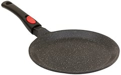 Kamberg - Poêle à crêpe / Crêpière 24 cm - Manche Amovible - Fonte d'Aluminium - Revêtement Type Pierre - Tous Feux dont Induction - Sans PFOA - 0008050, 24 x 24 x 2 cm, Noir