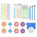 32 PCS Mandala Dotting Tools Stencil Set med dragkedjeförvaring