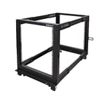 StarTech.com Rack Serveur Mobile 12U 4 Poteaux, Rack Réseau 19" 4 Poteaux avec Roulettes, Rack avec Profondeur Ajustable pour PC/AV/IT - Roulettes/Pieds de nivellement/Fixation au Sol (4POSTRACK12U)