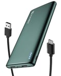 Coolreall Batterie Externe 10000mAh, Slim Power Bank Chargeur Portable Charge Rapide avec USB-C Sortie/Entrée (3.0A), 2 Ports USB Sortie & Micro USB Entrée, Compatible avec Samsung, iPhone, Xiaomi etc