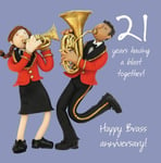 Wedding Anniversary Card - 21st Twenty-first Brass One Lump Or Two Quality NEW