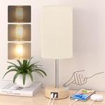 STANBOW Bedside Lamps, Touch Lamps Bedside with USB A+C Charging Ports, 3-Way