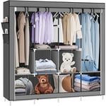 Hofuton Grande armoire de rangement penderie pliable vêtements en tissu intissé gris