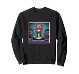 Cat Music DJ Turntables Mixing Vinyl Record Party Graphic Sweatshirt