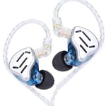 Linsoul KZ Zax 1DD+7BA Écouteurs intra-auriculaires HiFi hybrides avec coque en alliage de zinc, câble OFC détachable à 2 broches de 0,75 mm (avec micro, bleu)