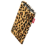 fitBAG Bonga Leopard custom tailored sleeve for Honor V40 Lite | Made in Germany | Fine imitation fur pouch case cover with MicroFibre lining for display cleaning