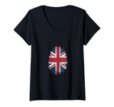 Womens UK Flag Uk Fingerprint Funny United Kingdom Funny Meme V-Neck T-Shirt