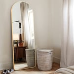 KIAYACI Arched Full Length Mirror Floor Mirror with Stand Bedroom Dressing Mirror Full Body Wall Mirror (Gold, 59" x 20")