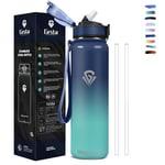 Grsta Gourde Isotherme, Gourde 1l sans BPA, Gourde Paille Anti Fuite, Double Paroi Isolante, Gourde Reutilisable, Facile à Nettoyer, Bouteille d'eau pour Camping, Randonnée, Running, Vélo, Yoga, Foot