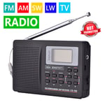 Portable Radio Digital Alarm Clock Speaker FM AM SW LW TV Full Band Receiver