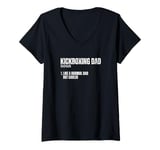 Womens Kickboxing Dad Definition Funny Father Kickboxer V-Neck T-Shirt