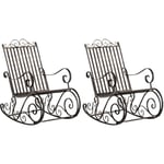 Lot de 2 Fauteuils à bascule d'extérieur Smilla en fer forgé Bronze