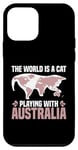 Coque pour iPhone 12 mini Le monde est un chat qui joue avec l'Australie World Map Traveler