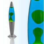 Licht-erlebnisse - Lampe à Lave Jenny argentée au design vintage en style rétro avec liquide bleu et cire verte H:42cm - Vert, bleu, argent - vert,