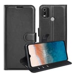 Nokia C21 Plus      Pu Wallet Case    [Black]