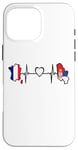 Coque pour iPhone 16 Pro Max France Serbie Heartbeat Drapeau Français Serbie