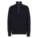 Pull Tommy Hilfiger en coton biologique bleu marine à col camionneur et détails logotypés