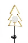 ABC Home Garden Lampe solaire Prise solaire de sapin de Noël Capteur de lumière Interrupteur marche/arrêt Fonctionne à l'énergie solaire, fer, verre, or, env. 9 x 17,5 x 91 cm.