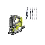 Pack RYOBI - Scie sauteuse pendulaire R18JS7-0 18V One+ Brushless - 135 mm sans batterie ni chargeur - Pack RYOBI de 5 lames RAK05JSBFC - 100mm