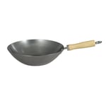 Dexam Standard Heavy Gauge Uncoated Carbon Steel Wok, 27cm