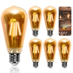 Aigostar Ampoules Edison Vintage E27 4W,400 Lumens,Blanc Chaud 2200K,Lampe Décorative ST64,Idéal pour la Maison, Bars, Café, Restaurant,Non Dimmable,Lot de 5