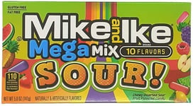 12x Mike & Ike Mega Mix Sour 10 Flavors Gluten And Fat Free Chewy Candy 141g