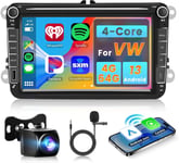 2GB+64GB Android Autoradio pour VW Seat Passat B6 B7 Golf Polo Tiguan Touran Wireless Carplay Android Auto, 2 Din Autoradio 8 Pouces Touchscreen avec GPS WiFi Bluetooth FM/RDS EQ USB + Camara.[G1247]