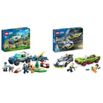 LEGO 60369 City Police Le Dressage des Chiens Policiers, Jouet de Voiture, SUV avec Remorque & City La Course-Poursuite Entre la Voiture de Police et la Super Voiture, Jouet Imaginatif